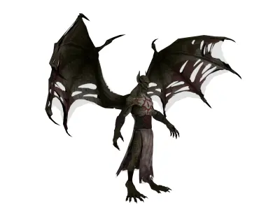 Dark Bat-Winged   Game-Ready Animated 3D Character Low-poly 3D model