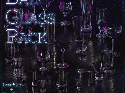 Bar Glass Pack Low-poly 3D model
