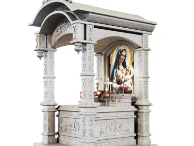 Church interior Altar Low-poly 3D model