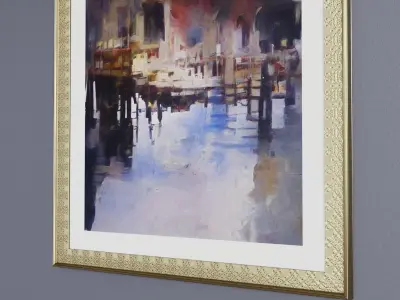 Framed Watercolor Painting 8 Low-poly 3D model