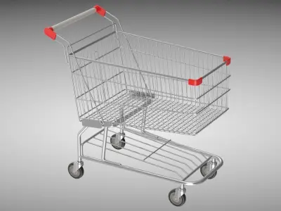 Shopping Cart Low-poly 3D model