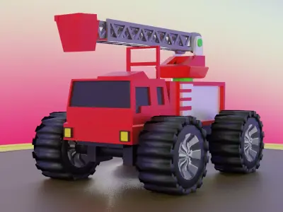 Fire Truck Toys Lowpoly Free 3D model