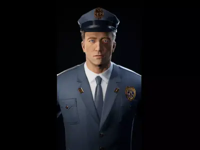 Police Character  NPC Rigged Low-poly 3D model