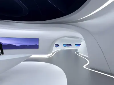 A futuristic exhibition hall 3D model