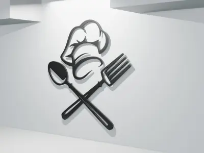 Kitchen Wall Decoration - Chefs Hat Spoon and Fork 3D model
