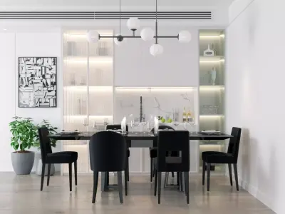 and chair table Modern dining 3D model