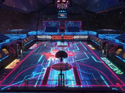 Futuristic  Scifi Space Basketball court 3D model