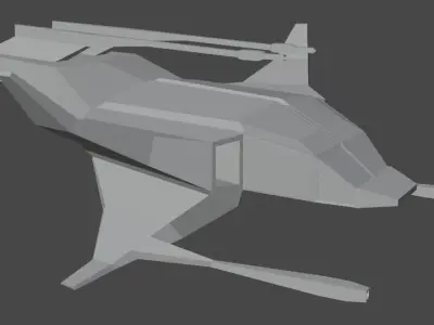 Space Fighter fantasy Low-poly 3D model Free low-poly 3D model