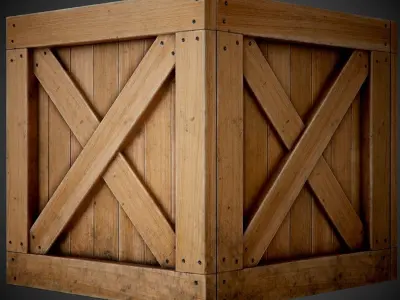 Realistic wooden box PBR Game-Ready Low-poly 3D model