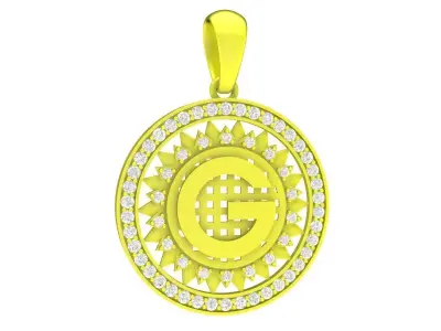 Luxury Diamond Initial G Pendant Necklace 3D Model 4353 3D print model