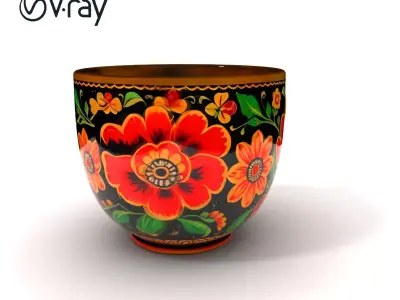 Decorative Floral Mug Model Pack Low-poly 3D model
