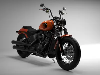 Realistic Harley Davidson Street Bob 2021 Baja Orange 3D model