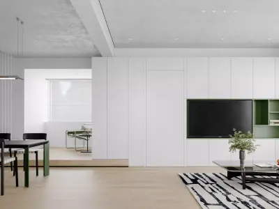 Modern living room dining room interior scenes  3D model