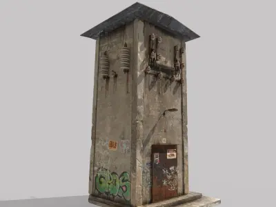 Old Electric Transformer Cabin 3D model