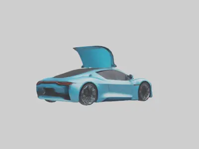 Electric Supercar with Automatic Doors model Low-poly 3D model