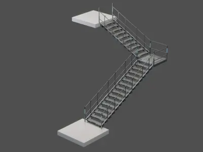 Scifi Modular Stairs Low-poly 3D model