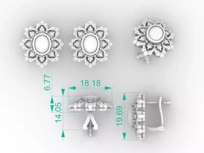 Luxury Vintage Flower Earrings 3D print model