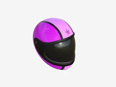 Cartoon Helmet Kart A05 Pink - Character Design Low-poly 3D model