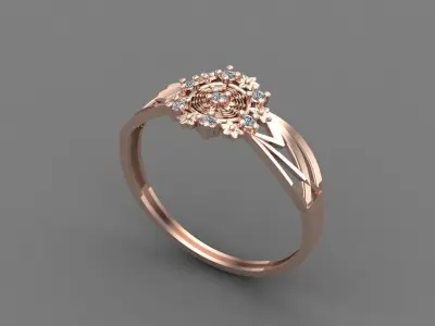 Women Ring Diamond Stone STL 3DM Lightweight Printable 3D print model 10