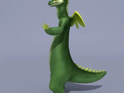 Dragon Cartoon Green and Nice 3D model