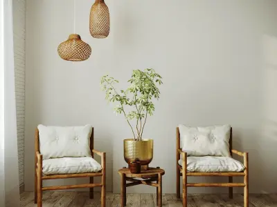 Chairs with decor set by H and M 3D model