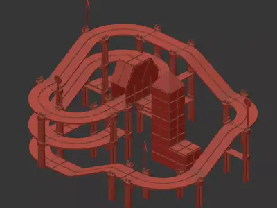 Educational Magnetic Racing Track Tiles Toys 3D model