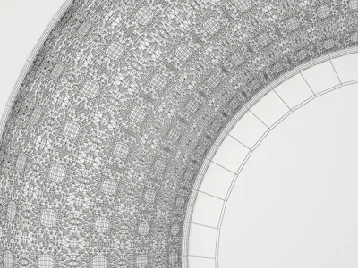 Silver Round Mirror 3D model