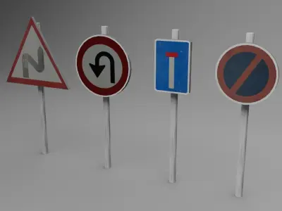 Big Traffic Signs Pack Low-Poly Low-poly 3D model