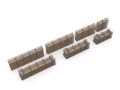 3D various market stands model Low-poly 3D model