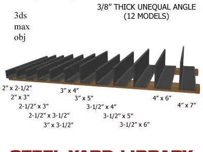 3 8in Thick Unequal Angle 3D model