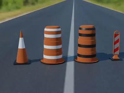 road barriers 3D model Low-poly 3D model