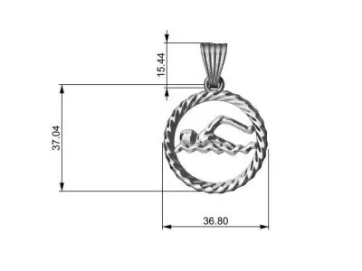 Swimming Pendant Charm Necklace Jewerlry  3D print model