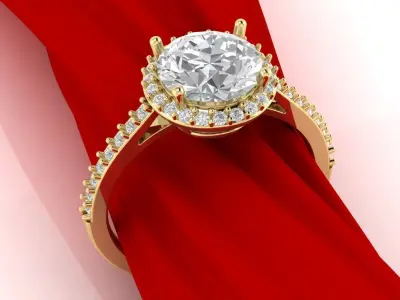 Luxury engagement ring 3D print model 2