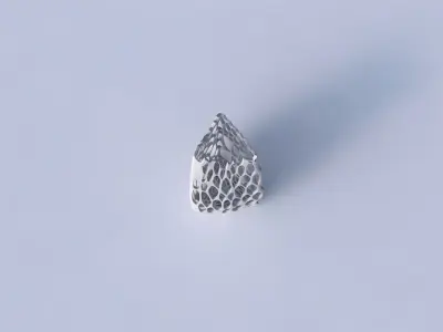 Vase curved tipping triangle 2 with cracked organic lattice 3D print model