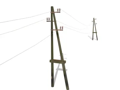 Electricity Pole 23 Weathered Low-poly 3D model