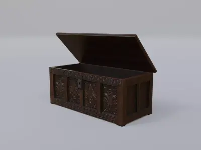 Chest old wooden Low-poly 3D model