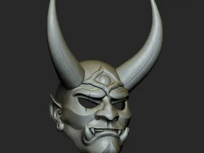 Hannya Mask Oni Demon Mask Samurai Mask 3D print model