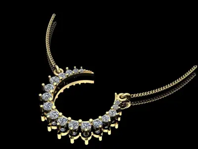Half moon pendant with diamonds 3D print model