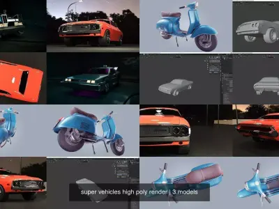 super vehicles high poly render 3D Model Pack