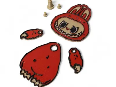 Hanging labubu keychain 3D print model