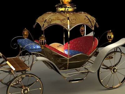 Chinese carriage   Low-poly 3D model