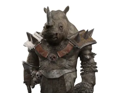 rhino warrior game character  version 2 Low-poly 3D model