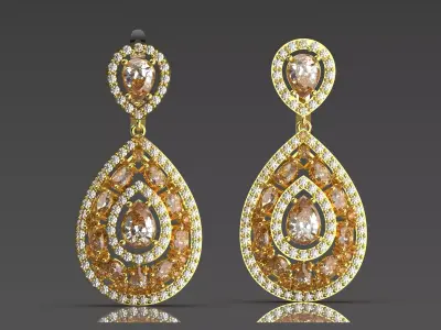 Worldly Teardrop Drop stl 3d Earrings model je0095 3D print model