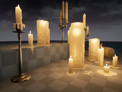 Melting Candle Pack For Unreal Engine 4 Low-poly 3D model