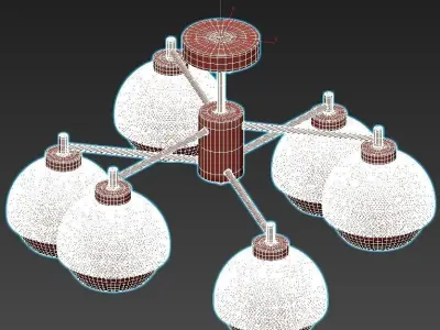 nocciola-70106-6 six light ceiling fixture gold 3D model