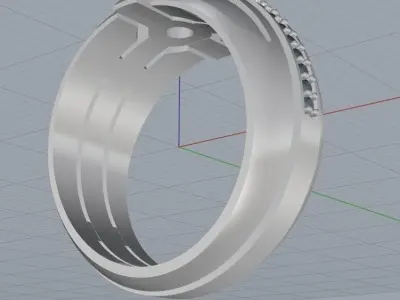 Ring 3d wedding with diamonds and onyx 3D print model