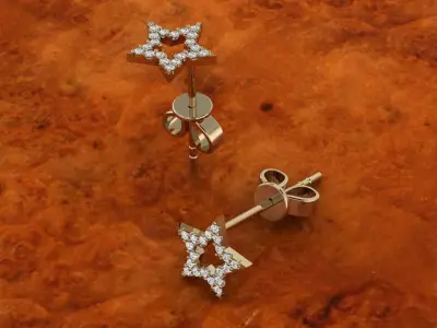 Diamond Jewelry Star Earring 3D print model
