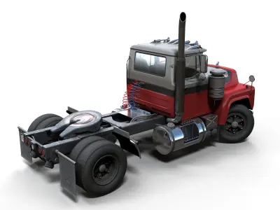 Industrial tracktor truck Low-poly 3D model