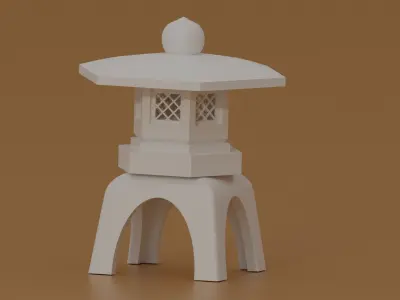 Japanese Stone Lantern Low-poly 3D model