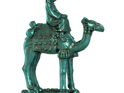 Egyptian figurine of a camel with a rider 3D model